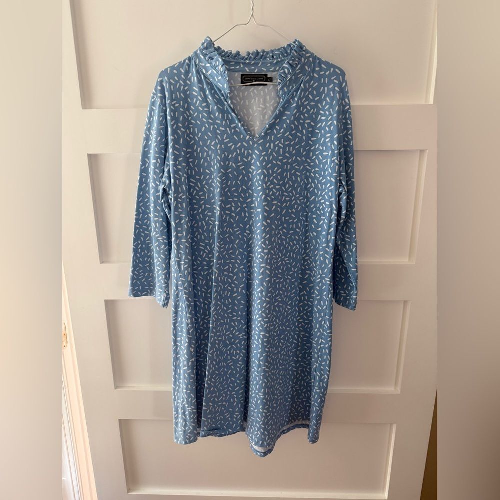 Duffield Lane Light Blue and White Patterned shirt Dress